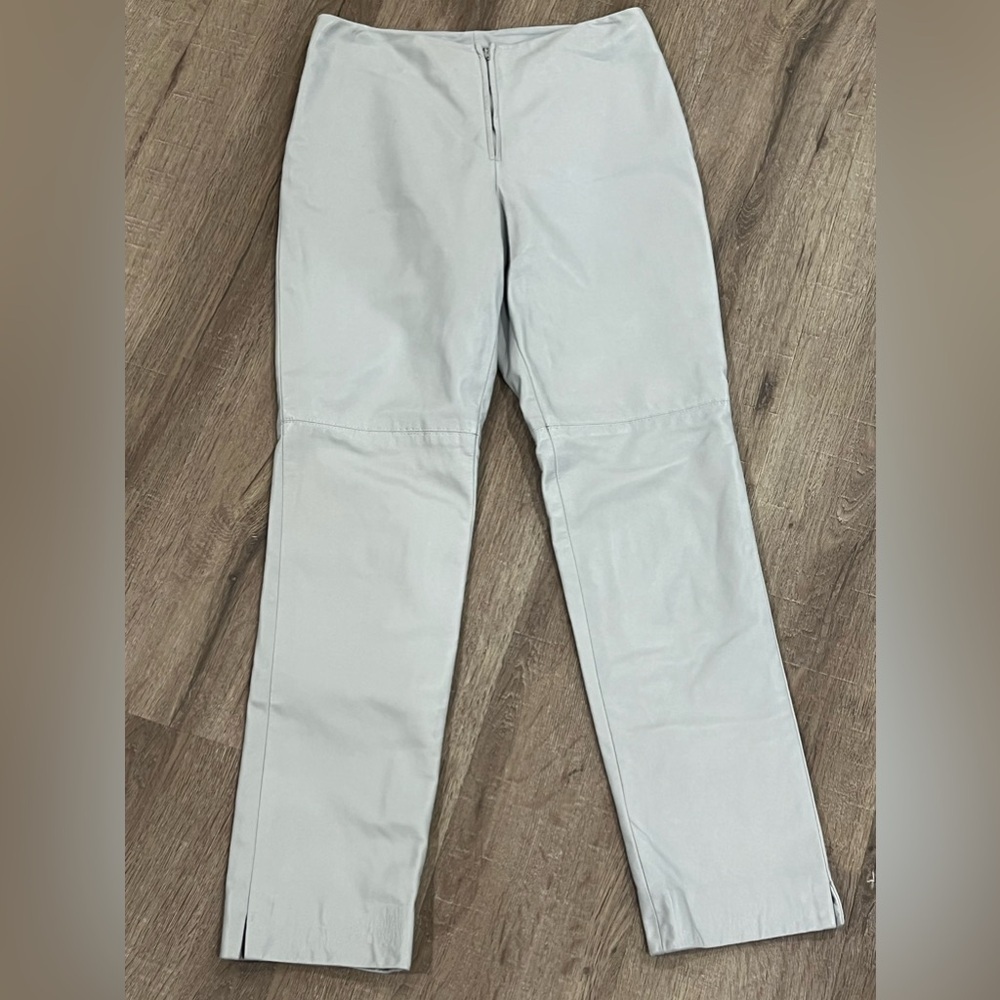 Christina Perrin Vintage 100% Genuine Leather Made in USA Gray Lux Pants EUC